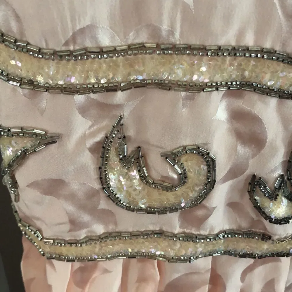 VINTAGE Deadstock Loehmann’s back room Pink silk beaded dress L - Picture 4 of 16